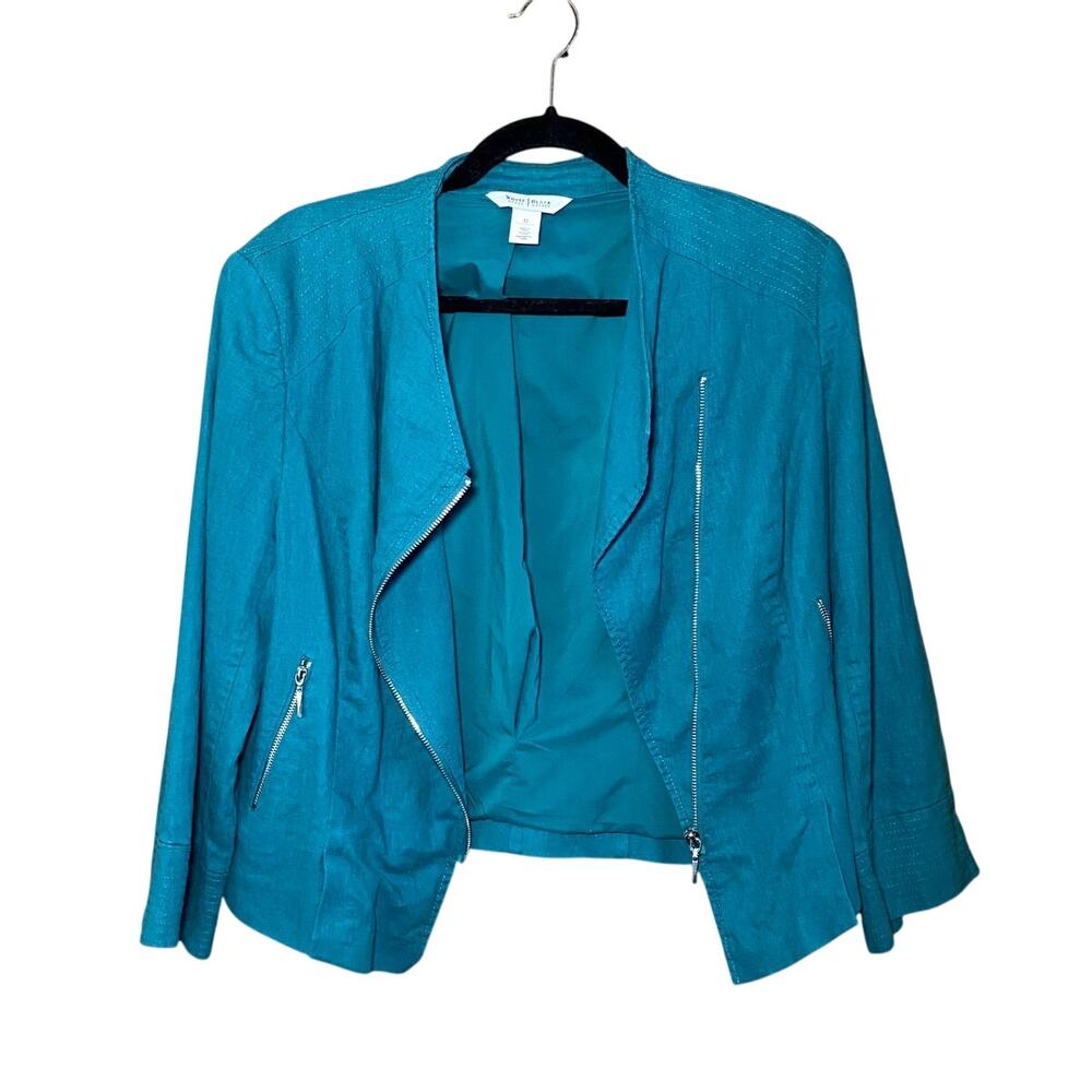 White House Black Market - Teal Linen Blend Jacket - Size 12